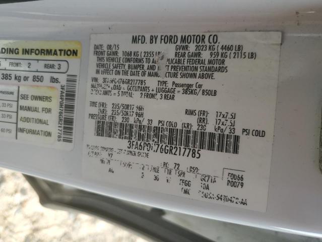 Photo 10 from auction – 2016 FORD FUSION SE with VIN 3FA6P0H76GR217785
