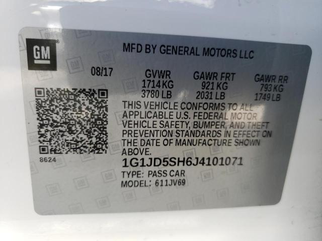 Photo 10 from auction – 2018 CHEVROLET SONIC LT with VIN 1G1JD5SH6J4101071