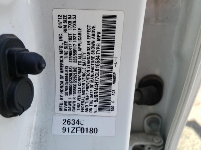 Photo 10 from auction – 2012 HONDA CR-V EXL with VIN 5J6RM4H77CL016584
