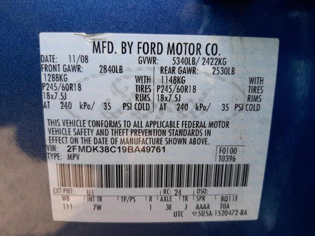 Photo 10 from auction – 2009 FORD EDGE SEL with VIN 2FMDK38C19BA49761
