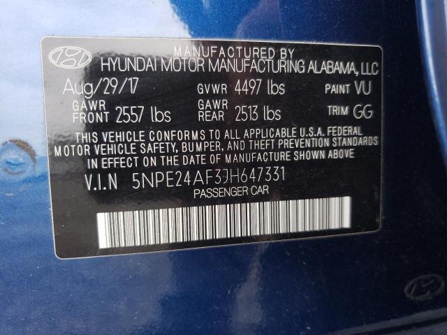 Photo 10 from auction – 2018 HYUNDAI SONATA SE with VIN 5NPE24AF3JH647331