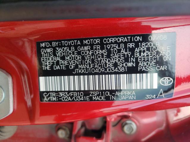 Photo 10 from auction – 2009 TOYOTA SCION XD with VIN JTKKU10409J034381