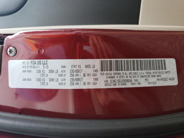 Photo 10 from auction – 2019 CHRYSLER PACIFICA T with VIN 2C4RC1BG1KR698240