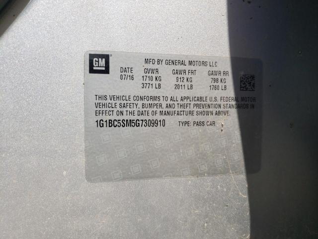 Photo 10 from auction – 2016 CHEVROLET CRUZE LS with VIN 1G1BC5SM5G7309910