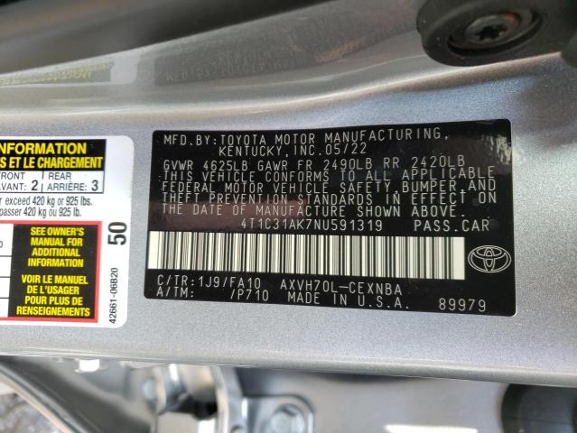 Photo 10 from auction – 2022 TOYOTA CAMRY LE with VIN 4T1C31AK7NU591319