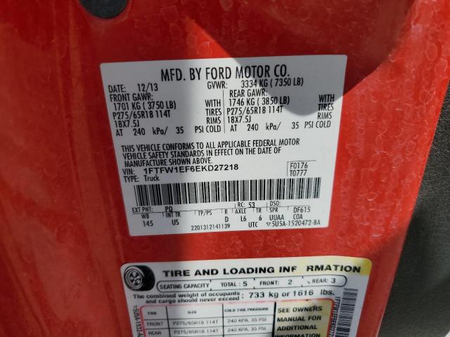 Photo 10 from auction – 2014 FORD F150 SUPER with VIN 1FTFW1EF6EKD27218