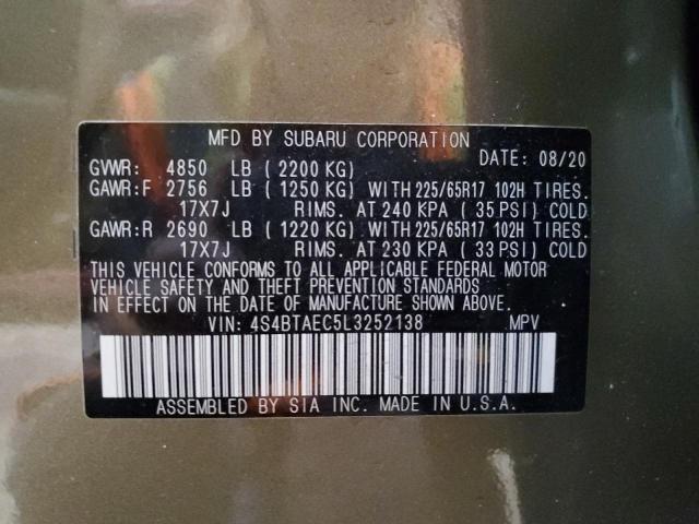 Photo 10 from auction – 2020 SUBARU OUTBACK PR with VIN 4S4BTAEC5L3252138