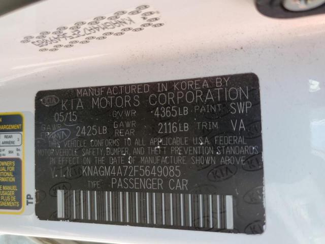 Photo 10 from auction – 2015 KIA OPTIMA LX with VIN KNAGM4A72F5649085