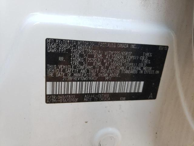 Photo 10 from auction – 2013 TOYOTA RAV4 LE with VIN 2T3BFREV1DW016807