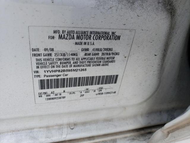 Photo 10 from auction – 2009 MAZDA 6 S with VIN 1YVHP82B595M21265