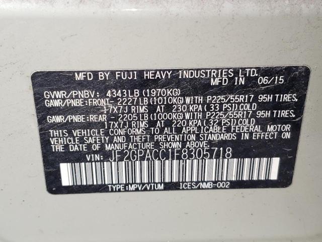 Photo 10 from auction – 2015 SUBARU XV CROSSTR with VIN JF2GPACC1F8305718