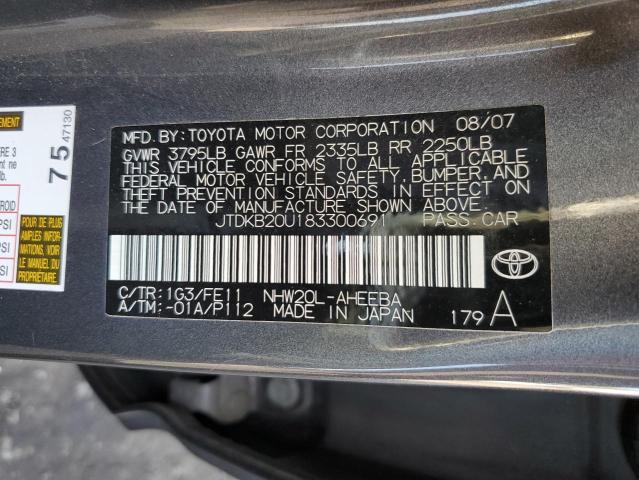 Photo 10 from auction – 2008 TOYOTA PRIUS with VIN JTDKB20U183300691