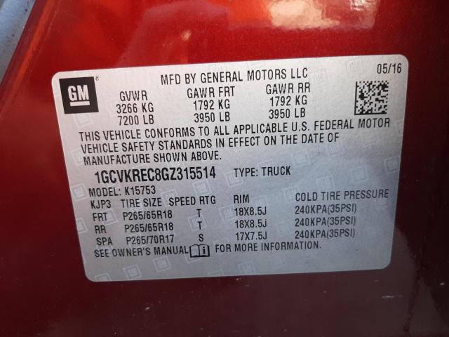 Photo 10 from auction – 2016 CHEVROLET SILVERADO with VIN 1GCVKREC8GZ315514