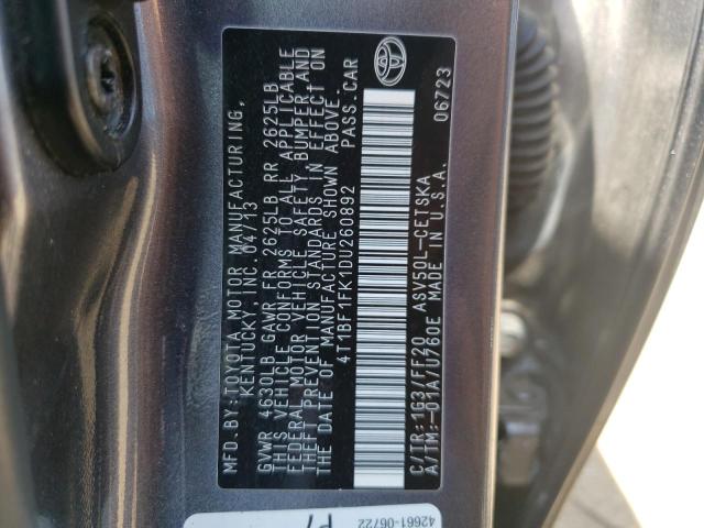 Photo 10 from auction – 2013 TOYOTA CAMRY with VIN 4T1BF1FK1DU260892