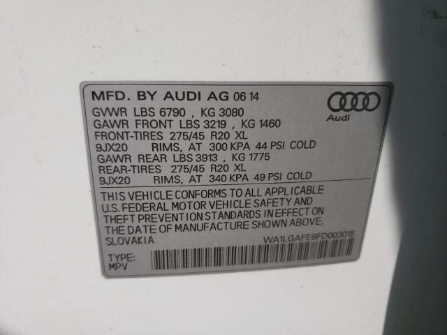 Photo 10 from auction – 2015 AUDI Q7 PREMIUM with VIN WA1LGAFE8FD003015