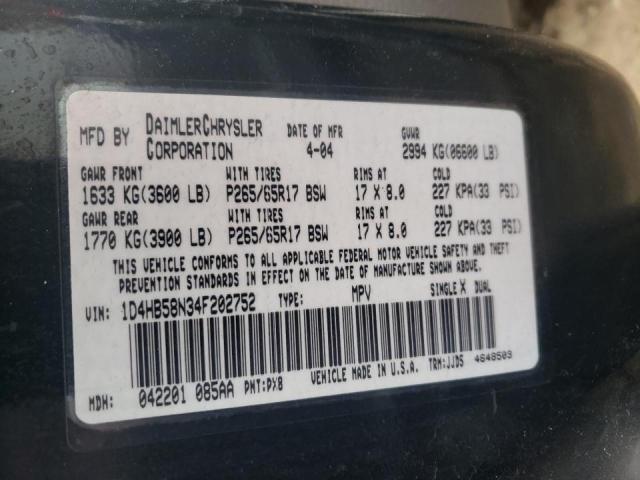 Foto 10 de la subasta – 2004 DODGE DURANGO LI con VIN 1D4HB58N34F202752