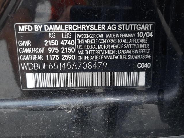 Photo 10 from auction – 2005 MERCEDES-BENZ E 320 with VIN WDBUF65J45A708479