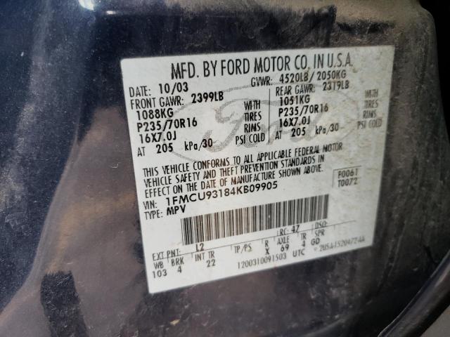 Photo 10 from auction – 2004 FORD ESCAPE XLT with VIN 1FMCU93184KB09905