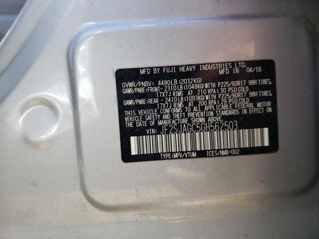 Photo 10 from auction – 2016 SUBARU FORESTER 2 with VIN JF2SJAGC5GH562503