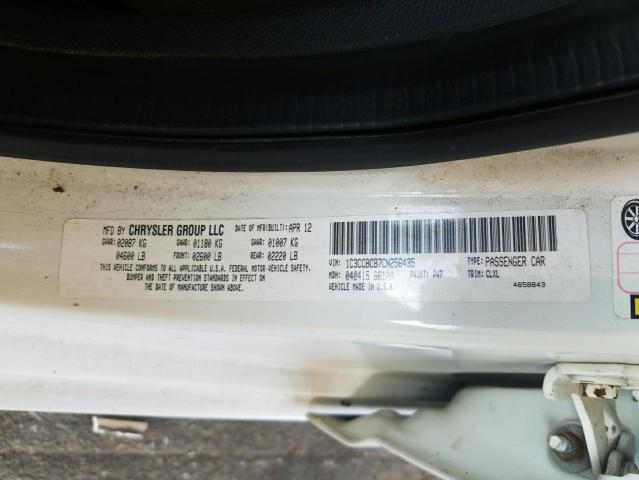 Photo 10 from auction – 2012 CHRYSLER 200 LIMITE with VIN 1C3CCBCB7CN256435