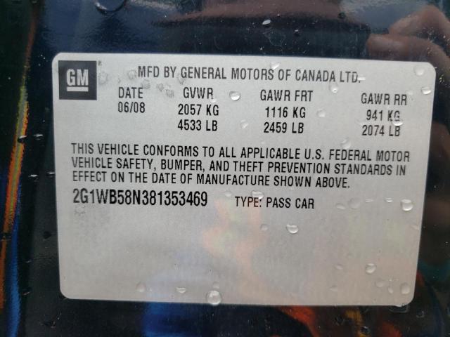 Photo 10 from auction – 2008 CHEVROLET IMPALA LS with VIN 2G1WB58N381353469