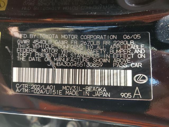 Photo 10 from auction – 2005 LEXUS ES 330 with VIN JTHBA30G455130859