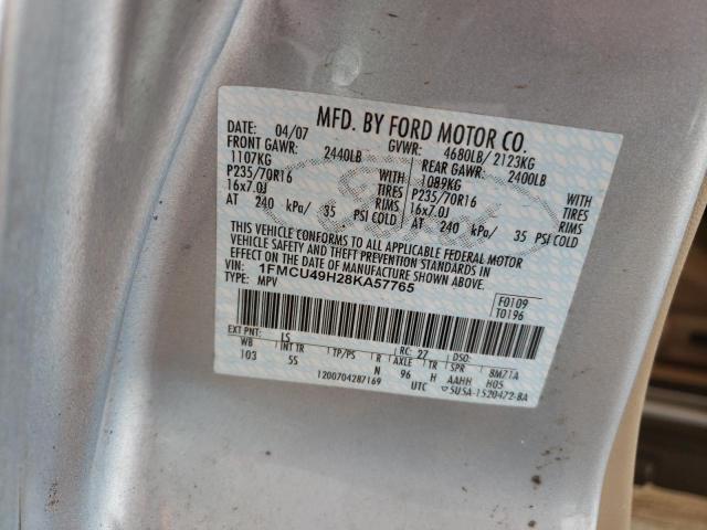 Photo 10 from auction – 2008 FORD ESCAPE HEV with VIN 1FMCU49H28KA57765