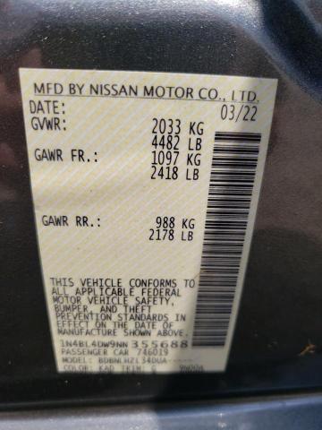 Photo 10 from auction – 2022 NISSAN ALTIMA SV with VIN 1N4BL4DW9NN355688
