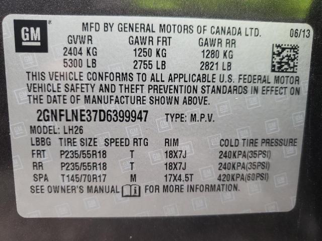 Photo 10 from auction – 2013 CHEVROLET EQUINOX LT with VIN 2GNFLNE37D6399947