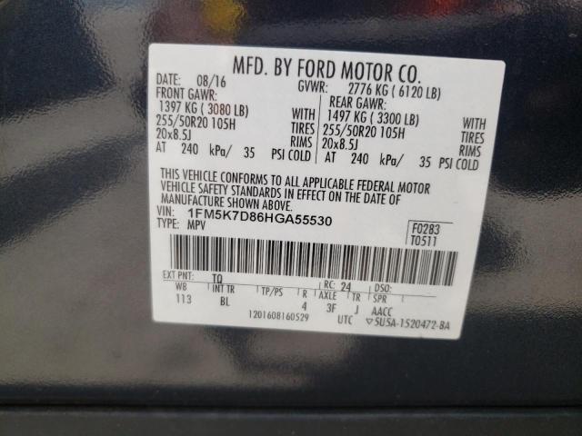 Foto 10 de la subasta – 2017 FORD EXPLORER X con VIN 1FM5K7D86HGA55530