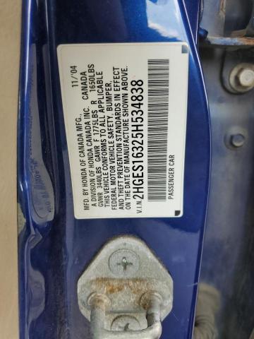 Photo 10 from auction – 2005 HONDA CIVIC with VIN 2HGES16325H534838