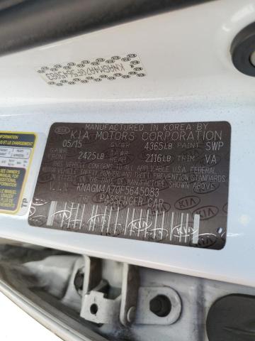Photo 10 from auction – 2015 KIA OPTIMA LX with VIN KNAGM4A70F5645083
