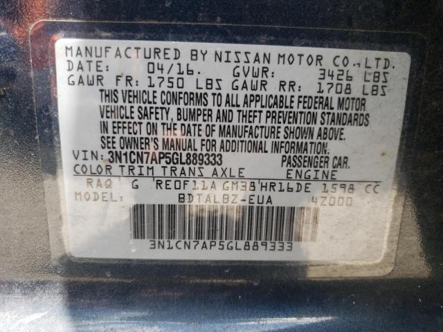 Photo 10 from auction – 2016 NISSAN VERSA S with VIN 3N1CN7AP5GL889333