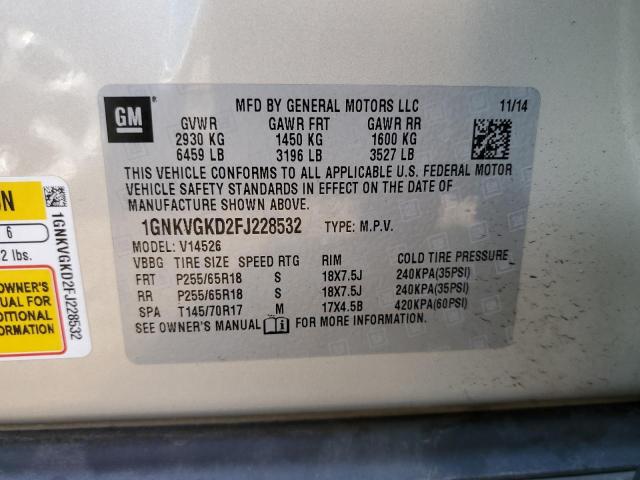 Photo 10 from auction – 2015 CHEVROLET TRAVERSE L with VIN 1GNKVGKD2FJ228532