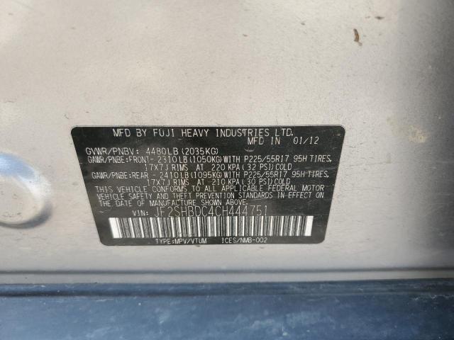 Photo 10 from auction – 2012 SUBARU FORESTER 2 with VIN JF2SHBDC4CH444751
