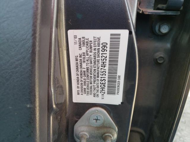 Photo 10 from auction – 2004 HONDA CIVIC with VIN 2HGES15574H521990