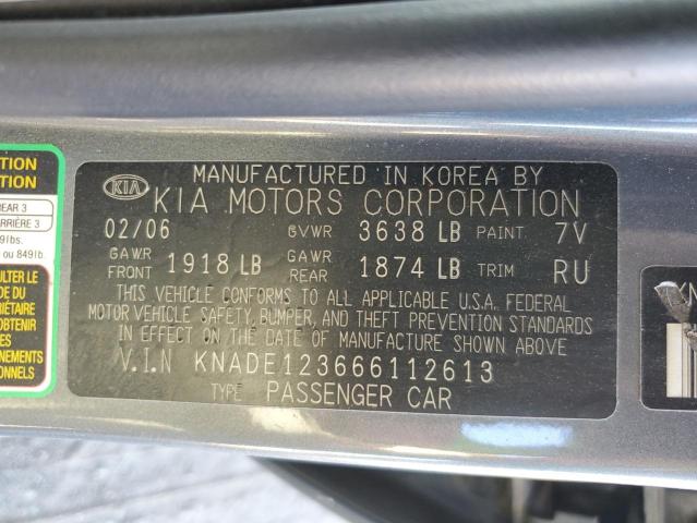 Photo 10 from auction – 2006 KIA RIO with VIN KNADE123666112613