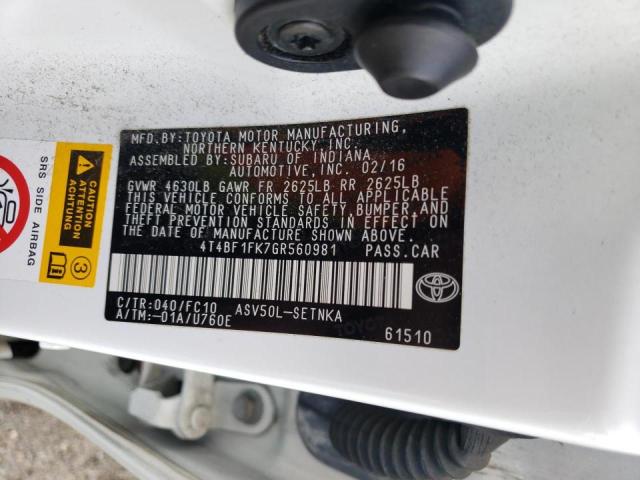 Photo 10 from auction – 2016 TOYOTA CAMRY LE with VIN 4T4BF1FK7GR560981
