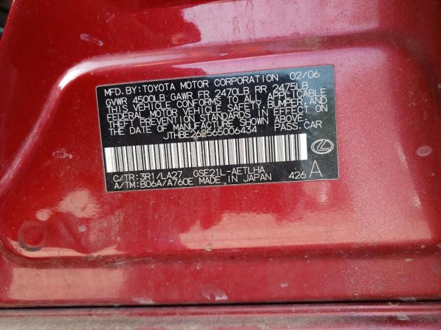 Photo 10 from auction – 2006 LEXUS IS 350 with VIN JTHBE262565006434