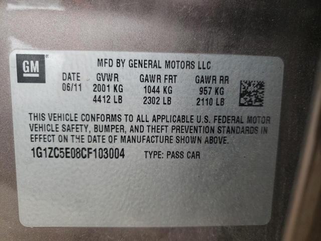Photo 10 from auction – 2012 CHEVROLET MALIBU 1LT with VIN 1G1ZC5E08CF103004
