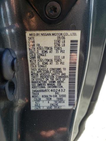 Photo 10 from auction – 2007 NISSAN FRONTIER K with VIN 1N6AD06U97C402432