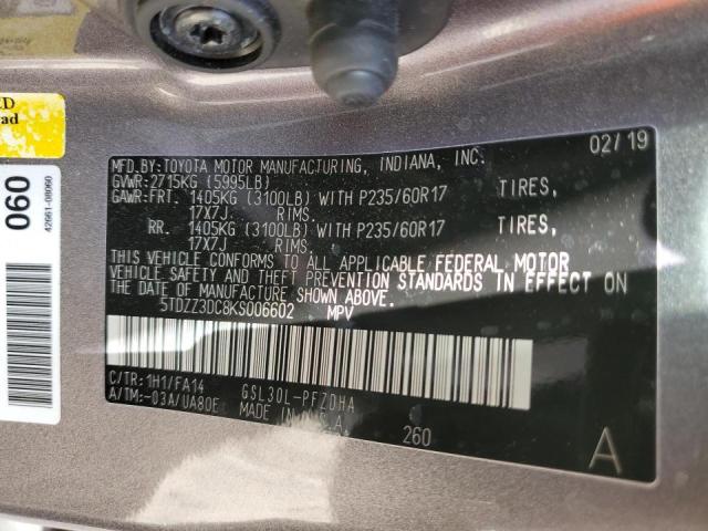 Photo 10 from auction – 2019 TOYOTA SIENNA with VIN 5TDZZ3DC8KS006602