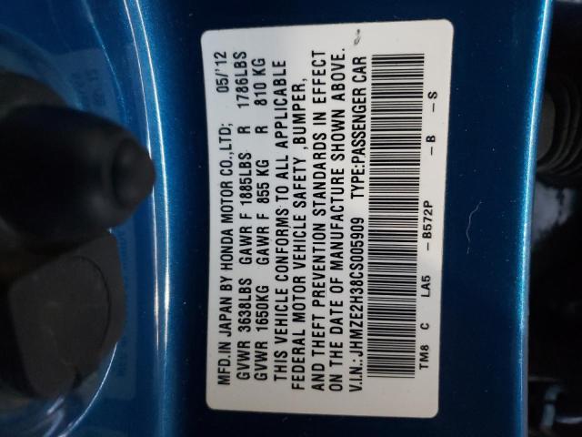 Photo 10 from auction – 2012 HONDA INSIGHT with VIN JHMZE2H38CS005909