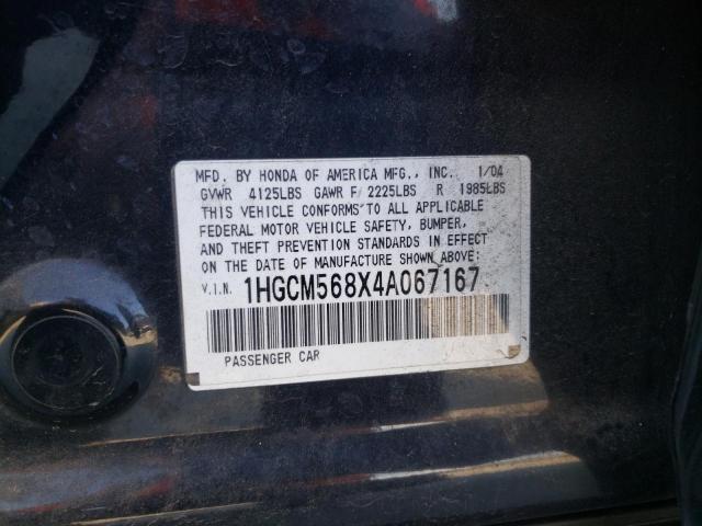 Photo 10 from auction – 2004 HONDA ACCORD EX with VIN 1HGCM568X4A067167