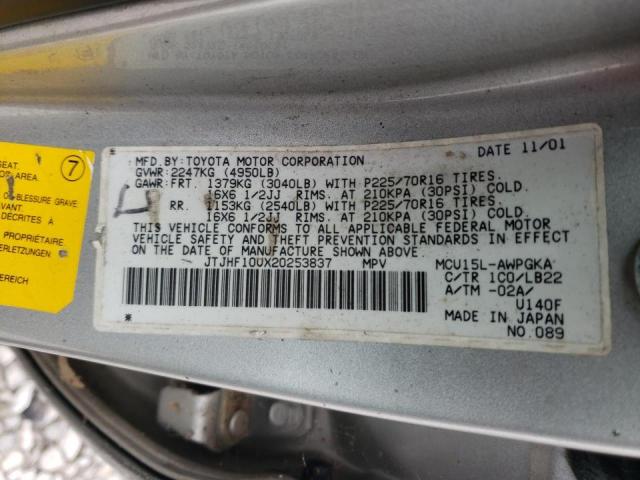 Photo 10 from auction – 2002 LEXUS RX 300 with VIN JTJHF10UX20253837