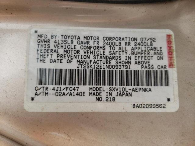 Photo 10 from auction – 1992 TOYOTA CAMRY LE with VIN JT2SK12E1N0093791