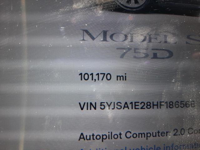 Photo 8 from auction – 2017 TESLA MODEL S with VIN 5YJSA1E28HF186566