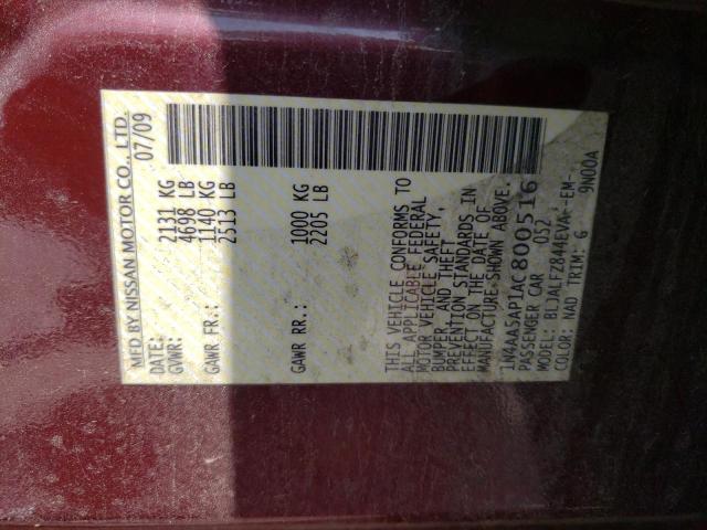 Photo 10 from auction – 2010 NISSAN MAXIMA with VIN 1N4AA5AP1AC800516