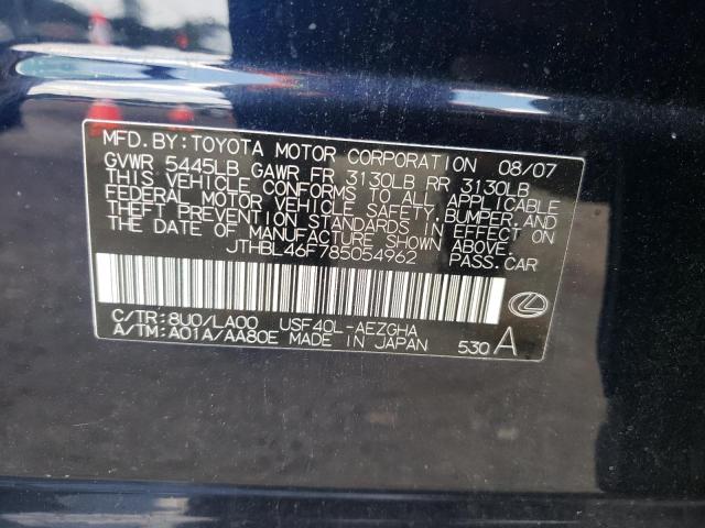 Photo 10 from auction – 2008 LEXUS LS 460 with VIN JTHBL46F785054962