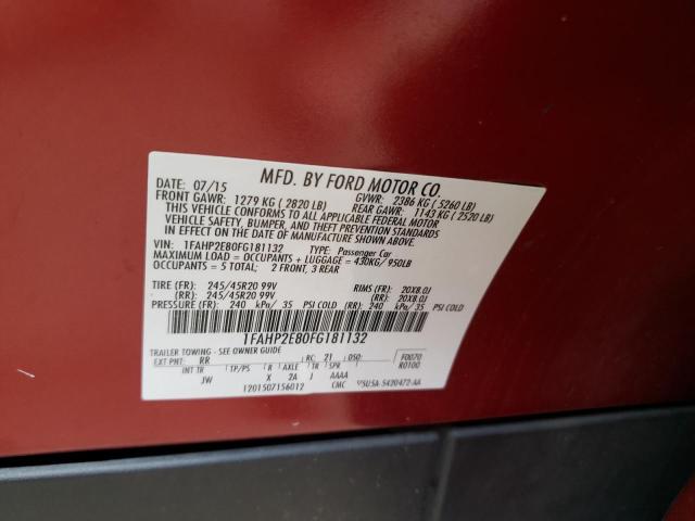 Photo 10 from auction – 2015 FORD TAURUS SEL with VIN 1FAHP2E80FG181132